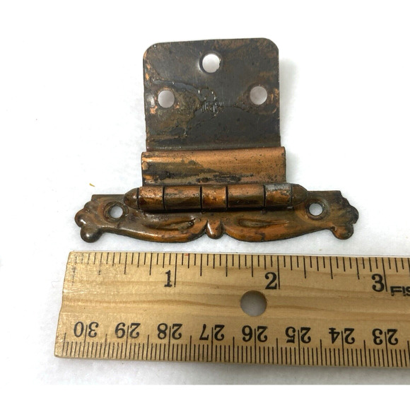 6 Vintage Coppertone Black Metal Cabinet Drawer Pull Handles & 8 Hinges‎ Japan - Picture 4 of 9